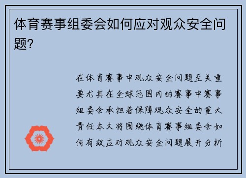 体育赛事组委会如何应对观众安全问题？